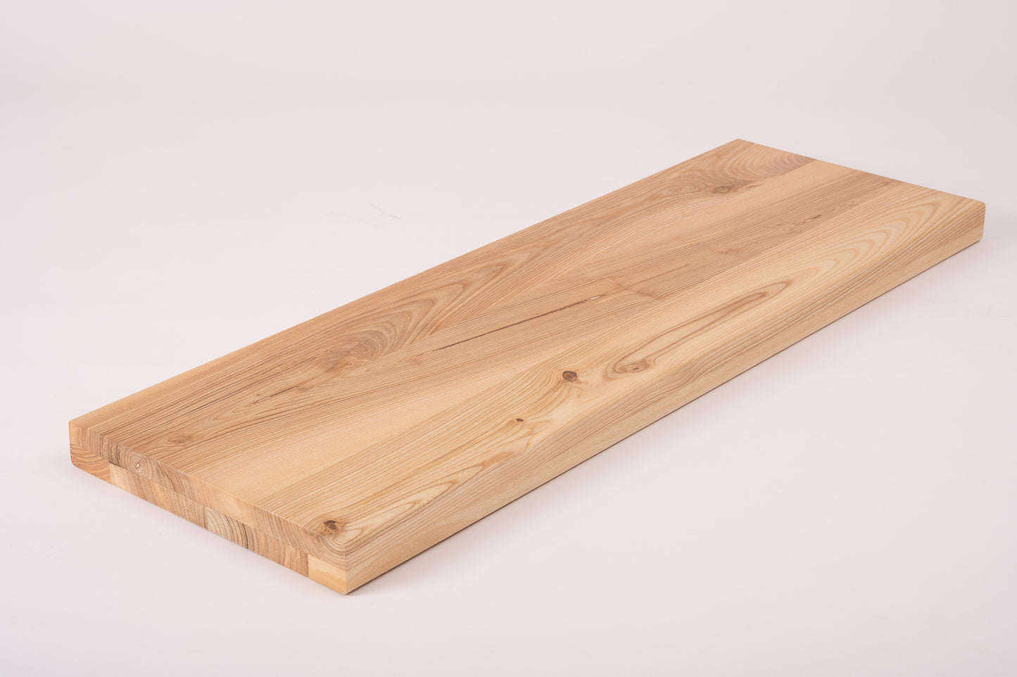 Shelf Stair tread Riser Windowsill Ash Rustic, full stave lamellas, 40 mm, 2-layer, Hard wax oil Natural (colourless)