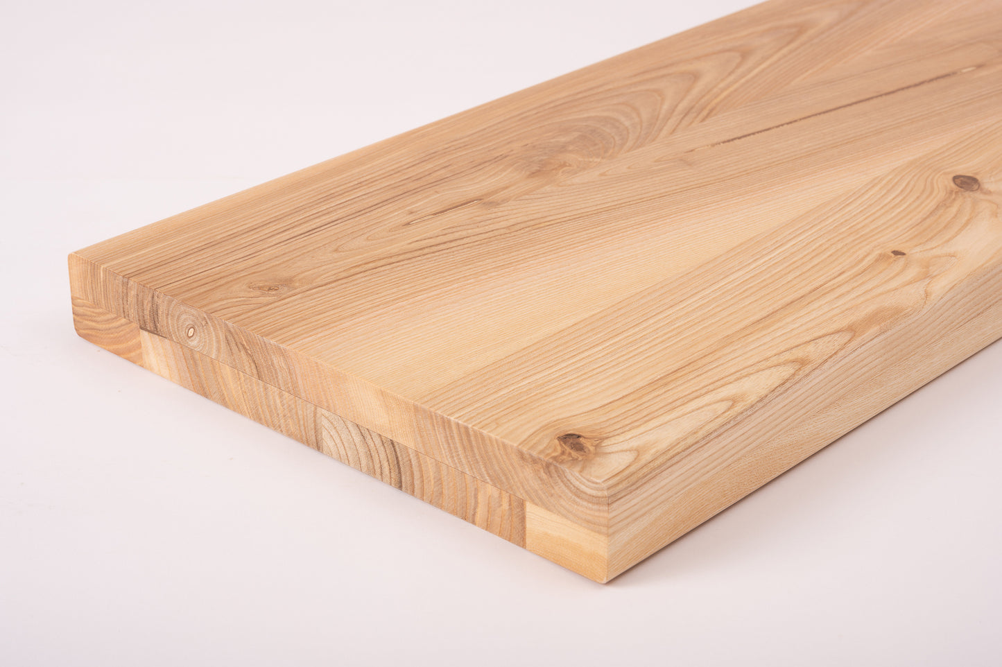 Shelf Stair tread Riser Windowsill Ash Rustic, full stave lamellas, 40 mm, 2-layer, Hard wax oil Natural (colourless)