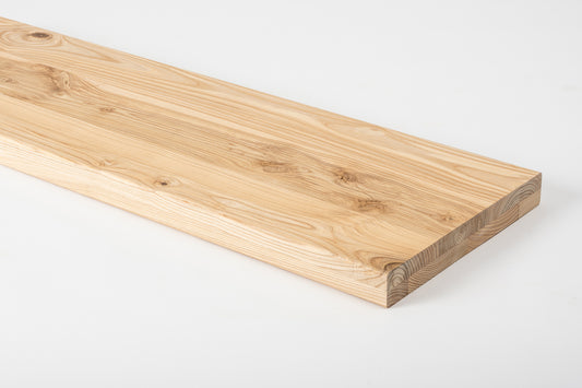 Shelf Stair tread Riser Windowsill Ash Rustic, full stave lamellas, 40 mm, 2-layer, Hard wax oil Natural white