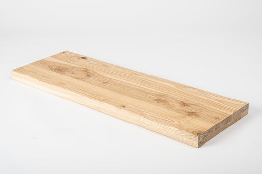 Shelf Stair tread Riser Windowsill Ash Rustic, full stave lamellas, 40 mm, 2-layer, Hard wax oil Natural white
