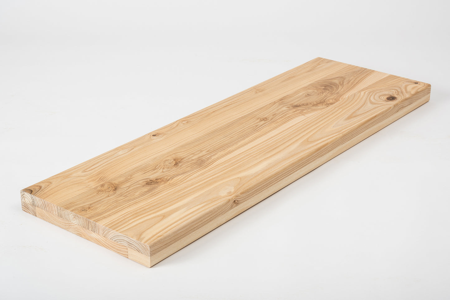 Shelf Stair tread Riser Windowsill Ash Rustic, full stave lamellas, 40 mm, 2-layer, Hard wax oil Natural white