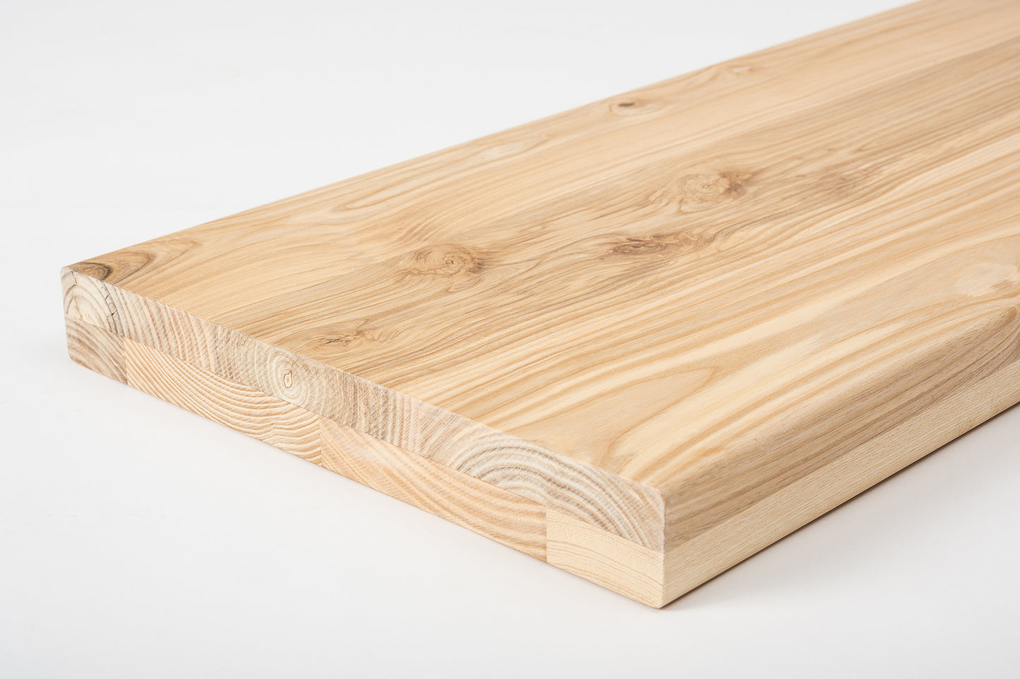 Shelf Stair tread Riser Windowsill Ash Rustic, full stave lamellas, 40 mm, 2-layer, Hard wax oil Natural white