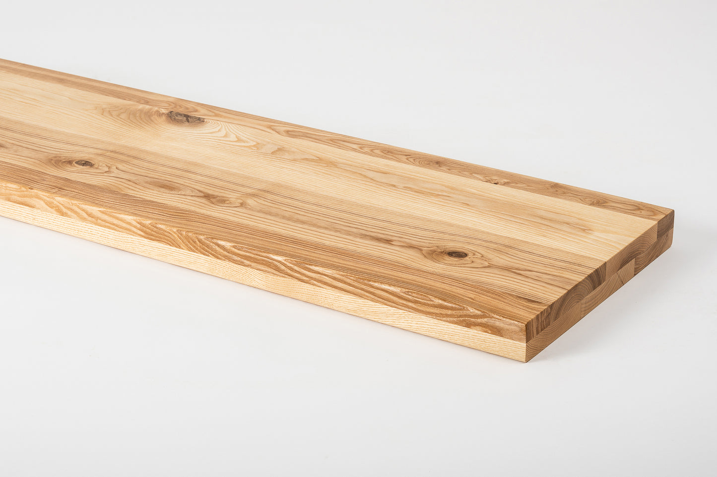 Shelf Stair tread Riser Windowsill Ash Rustic, full stave lamellas, 40 mm, 2-layer, Matte lacquered