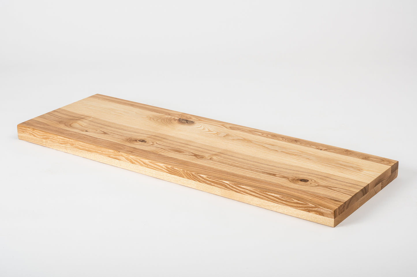 Shelf Stair tread Riser Windowsill Ash Rustic, full stave lamellas, 40 mm, 2-layer, Matte lacquered