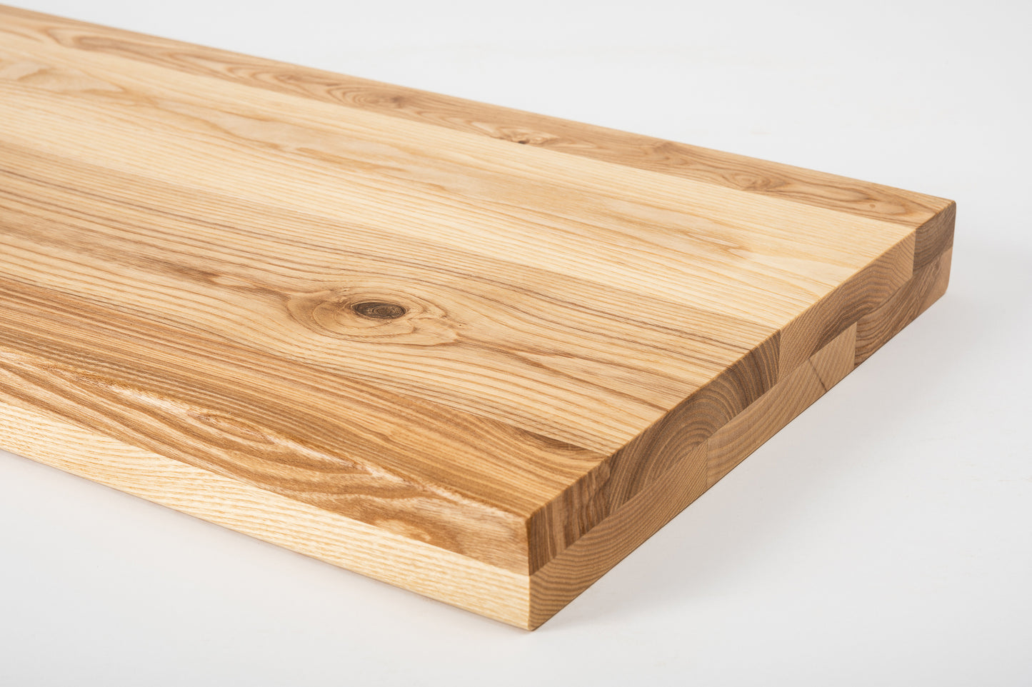 Shelf Stair tread Riser Windowsill Ash Rustic, full stave lamellas, 40 mm, 2-layer, Matte lacquered