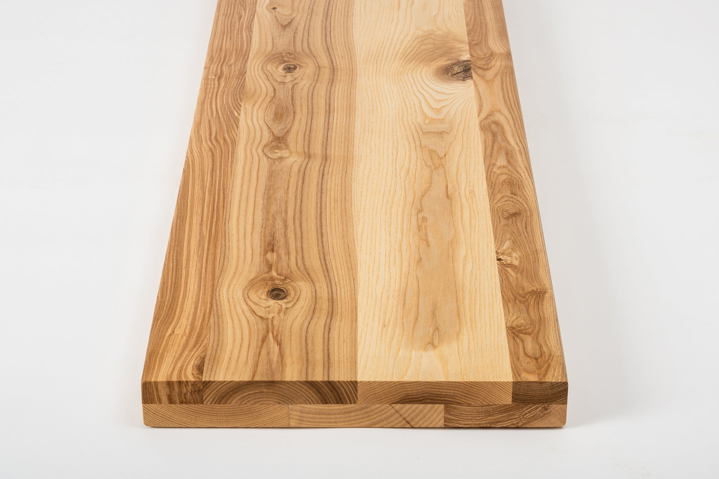 Shelf Stair tread Riser Windowsill Ash Rustic, full stave lamellas, 40 mm, 2-layer, Matte lacquered