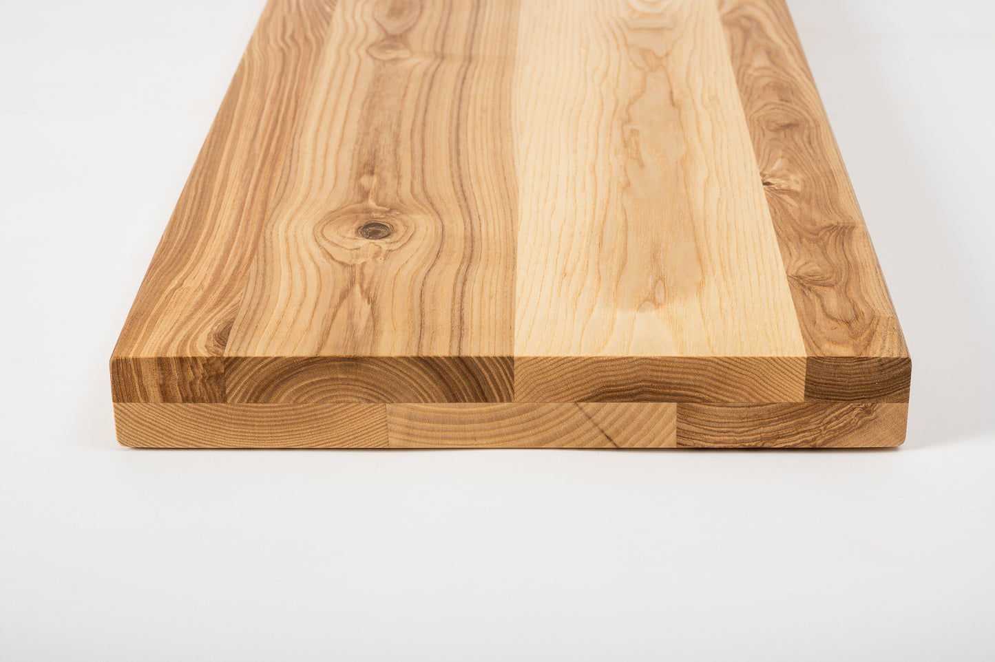 Shelf Stair tread Riser Windowsill Ash Rustic, full stave lamellas, 40 mm, 2-layer, Matte lacquered