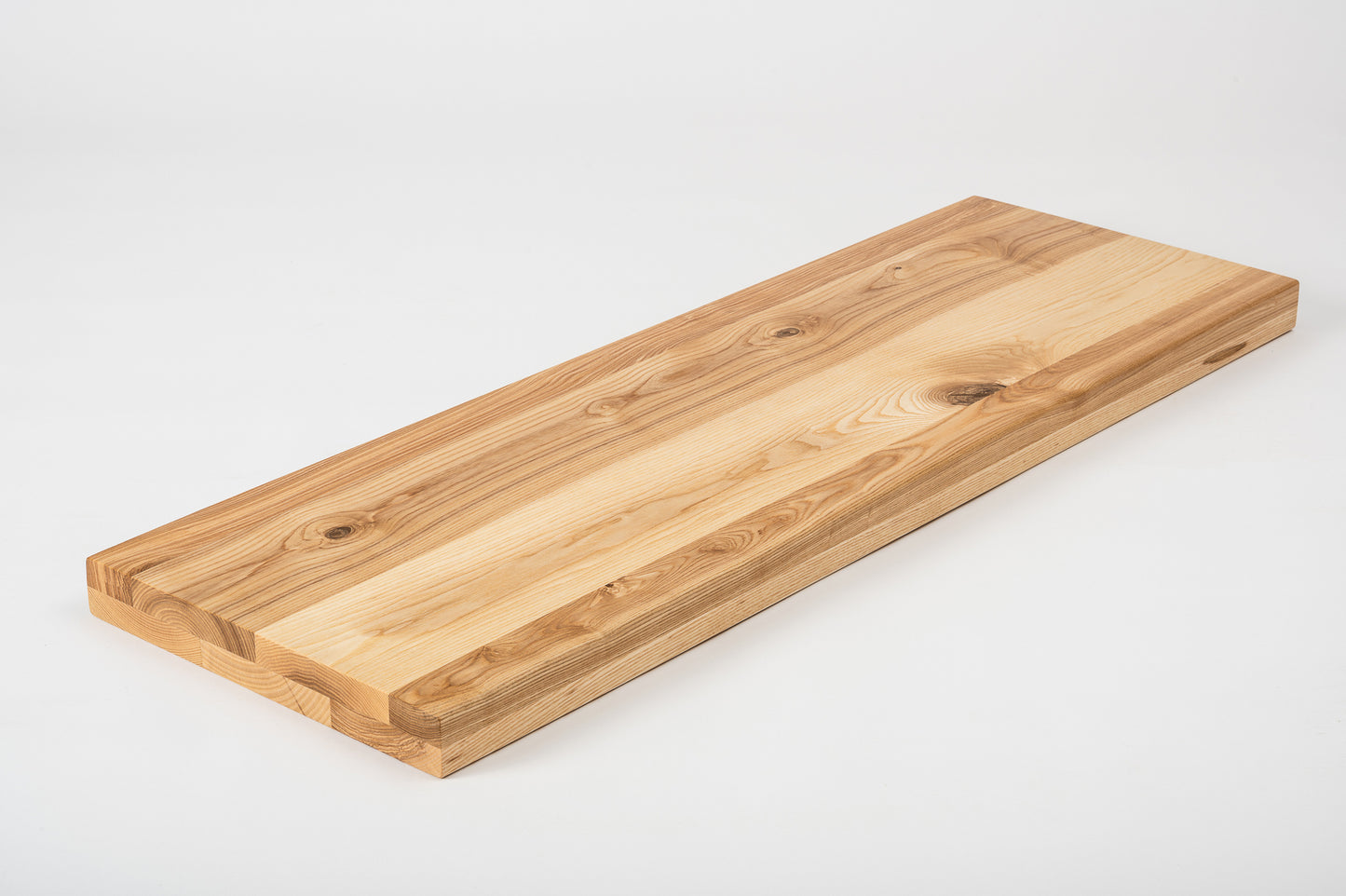 Shelf Stair tread Riser Windowsill Ash Rustic, full stave lamellas, 40 mm, 2-layer, Matte lacquered