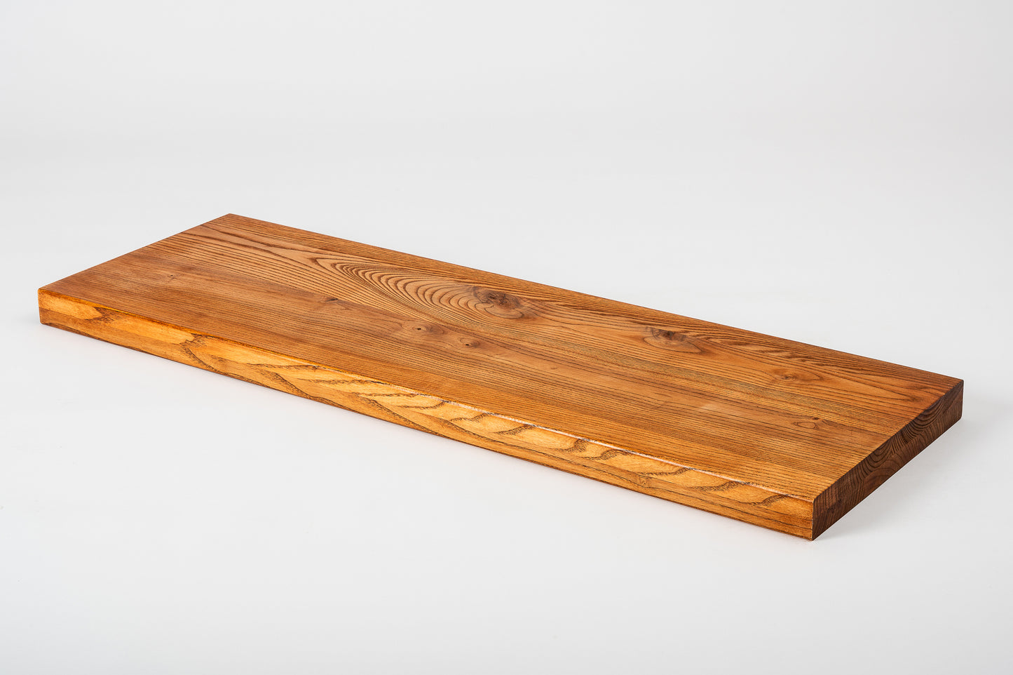 Shelf Stair tread Riser Windowsill Ash Rustic, full stave lamellas, 40 mm, 2-layer, Cherry oil