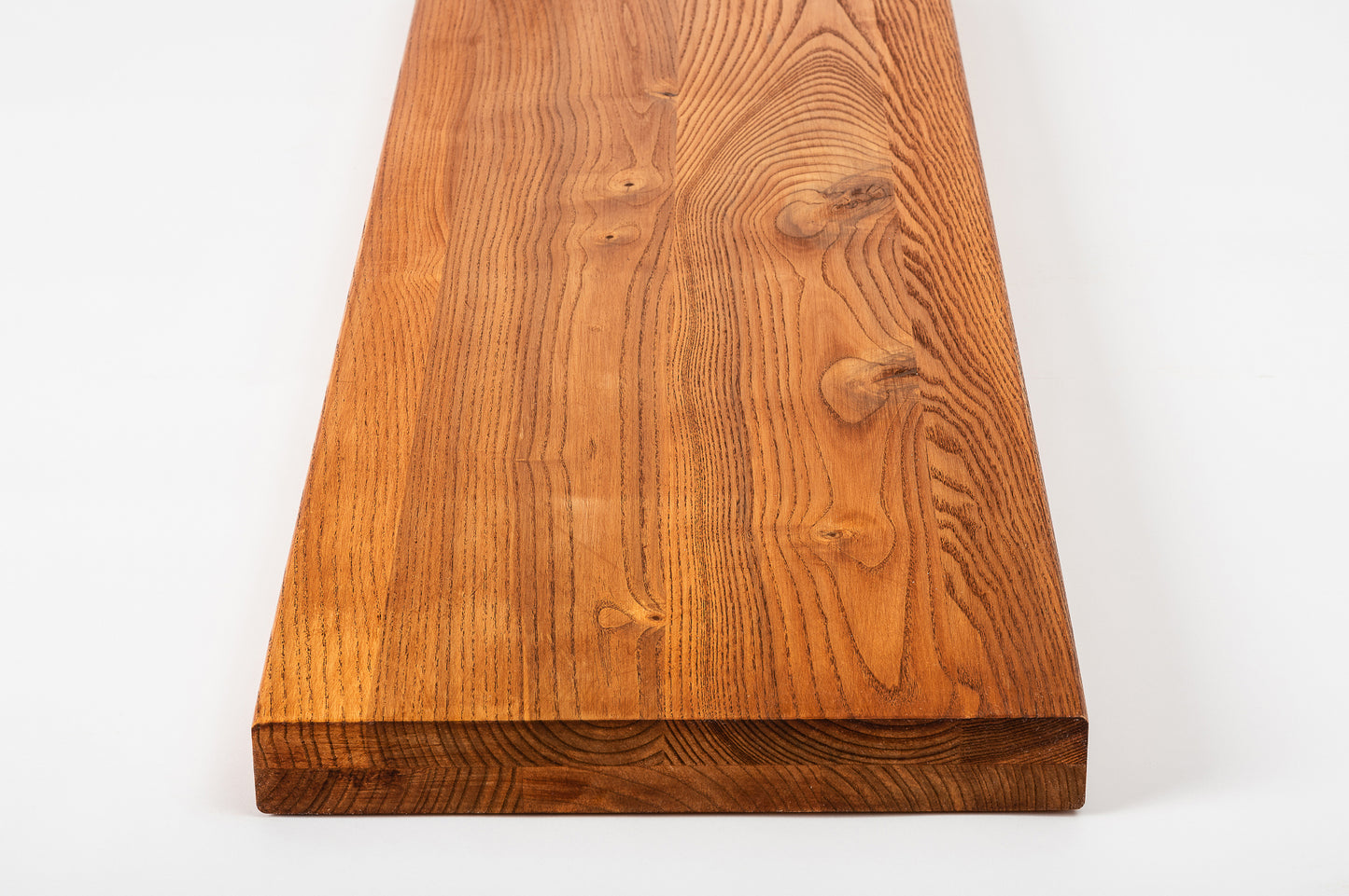 Shelf Stair tread Riser Windowsill Ash Rustic, full stave lamellas, 40 mm, 2-layer, Cherry oil