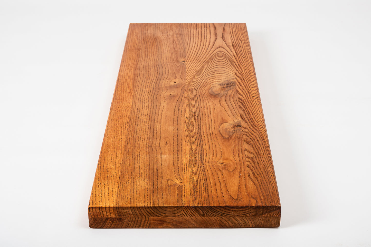 Shelf Stair tread Riser Windowsill Ash Rustic, full stave lamellas, 40 mm, 2-layer, Cherry oil