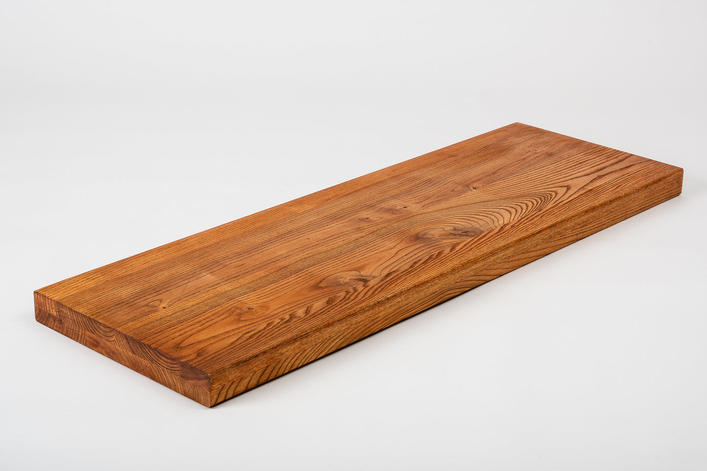 Shelf Stair tread Riser Windowsill Ash Rustic, full stave lamellas, 40 mm, 2-layer, Cherry oil