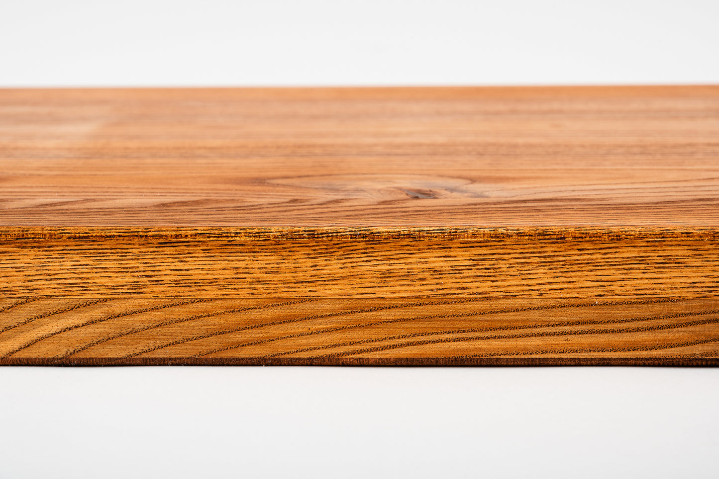Shelf Stair tread Riser Windowsill Ash Rustic, full stave lamellas, 40 mm, 2-layer, Cherry oil