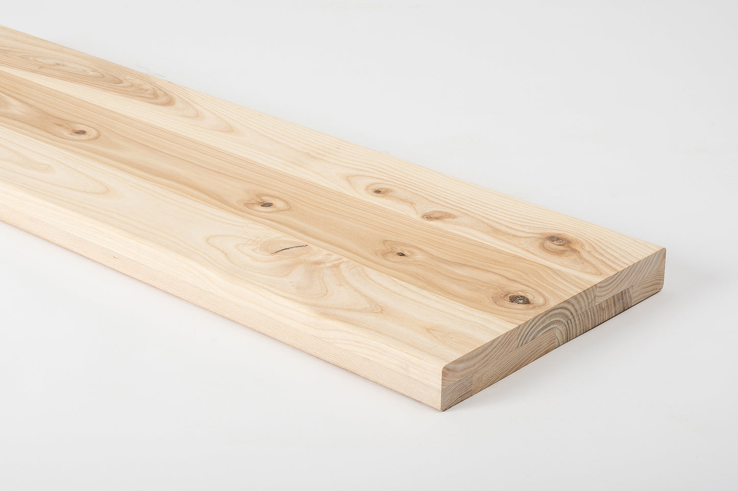 Shelf Stair tread Riser Windowsill Ash Rustic, full stave lamellas, 40 mm, 2-layer, White oil