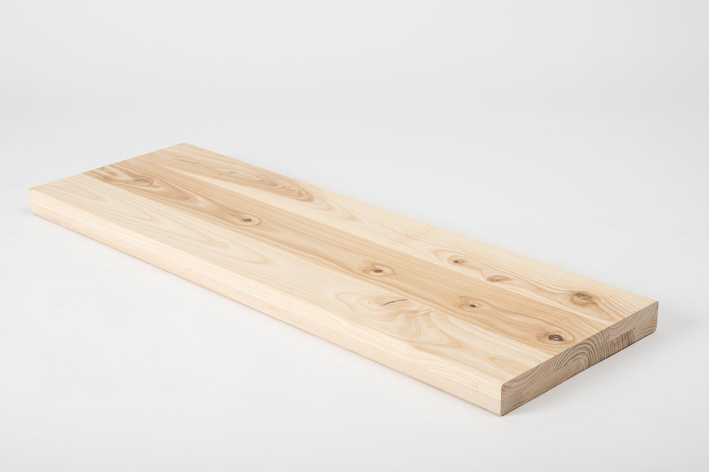 Shelf Stair tread Riser Windowsill Ash Rustic, full stave lamellas, 40 mm, 2-layer, White oil