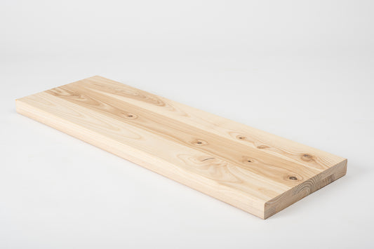 Shelf Stair tread Riser Windowsill Ash Rustic, full stave lamellas, 40 mm, 2-layer, White oil