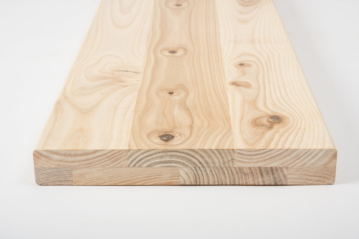 Shelf Stair tread Riser Windowsill Ash Rustic, full stave lamellas, 40 mm, 2-layer, White oil