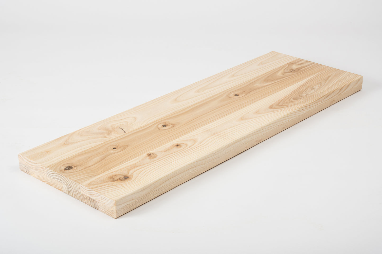 Shelf Stair tread Riser Windowsill Ash Rustic, full stave lamellas, 40 mm, 2-layer, White oil