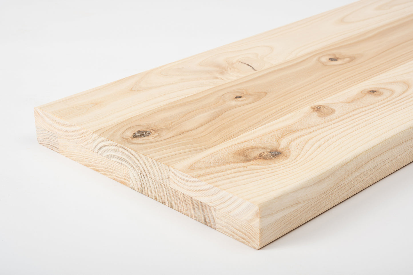 Shelf Stair tread Riser Windowsill Ash Rustic, full stave lamellas, 40 mm, 2-layer, White oil