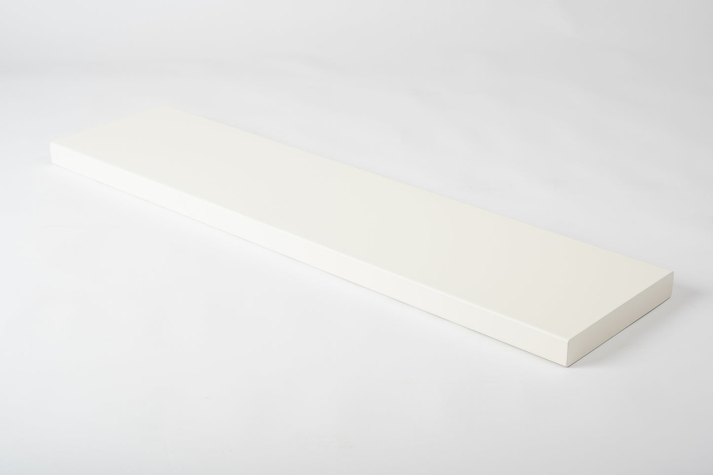 Shelf Stair tread Riser Windowsill Ash Rustic, full stave lamellas, 40 mm, 2-layer, Brushed, White lacquered (RAL9010)