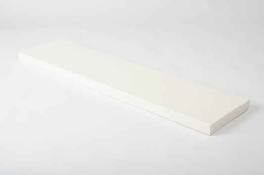 Shelf Stair tread Riser Windowsill Ash Rustic, full stave lamellas, 40 mm, 2-layer, Brushed, White lacquered (RAL9010)
