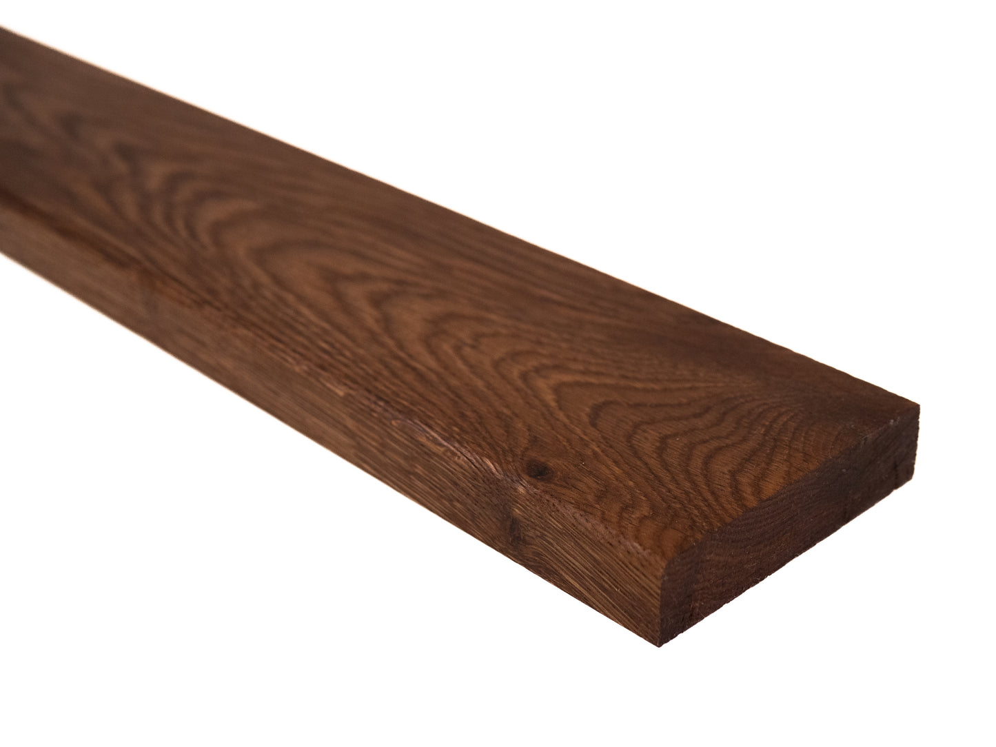 Plinthe massive en chêne fumé rustique, 18 x 70 x 2000 mm avec rayon, huile naturelle, remplie