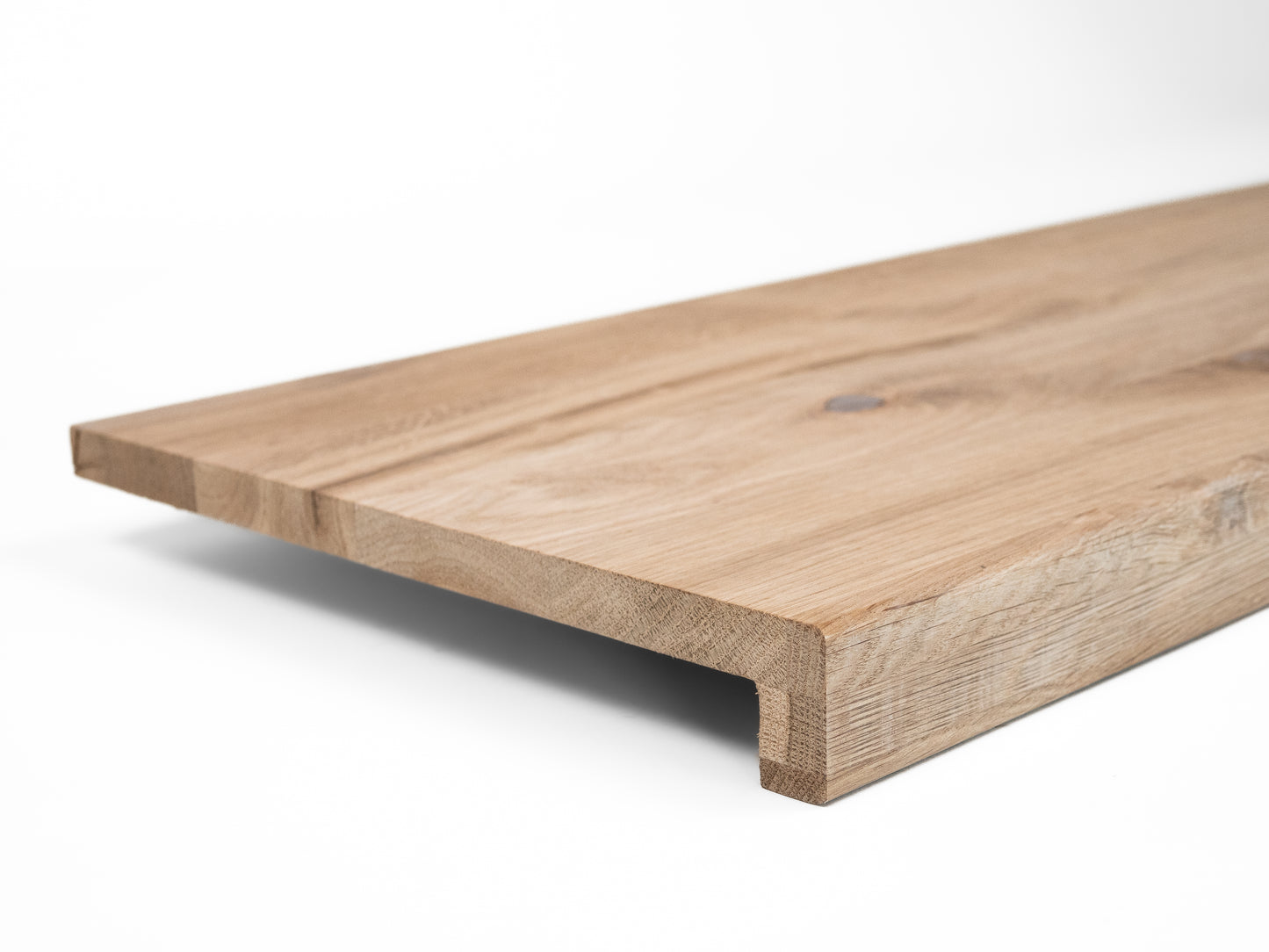 Treppenstufe Fensterbank Eiche Rustikal, DL durchgehende Lamellen, 16 mm, Hartwachsöl Naturweiß