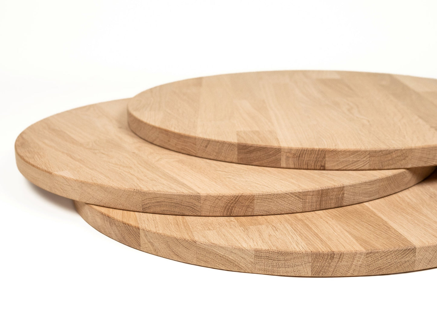 Round Tabletop Worktop Oak A/B, finger jointed lamellas, 40 mm, unfinished