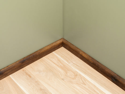 Solid Skirting Board Smoked Oak Rustic 18x70mm matte lacquered, 2000 mm, with radius 20mm