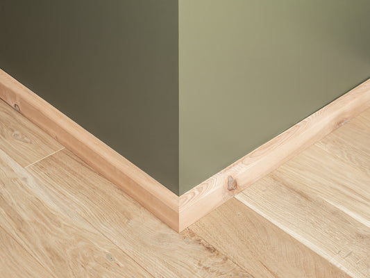 Solid Skirting Board Ash Rustic 24x60mm unfinished 2000 mm with radius 20mm filled
