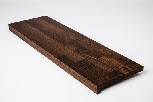 Stair tread Windowsill with overhang Smoked Oak Rustic, finger jointed lamellas, 20 mm, Hard wax oil Natural (colourless)