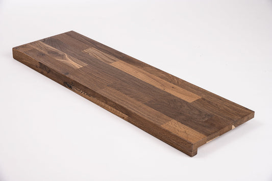 Stair tread Windowsill with overhang Smoked Oak Rustic, finger jointed lamellas, 20 mm, Hard wax oil Natural white