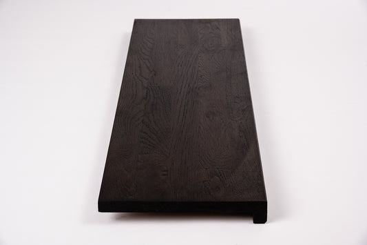 Stair tread Windowsill with overhang Smoked Oak Rustic, finger jointed lamellas, 20 mm, Black oil