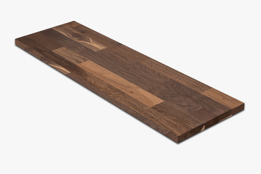 Etagère Marche d'escalier Rehausse Appui de fenêtre Chêne fumé Lamelles aboutées rustiques, 20 mm, Huile de cire dure Blanc naturel