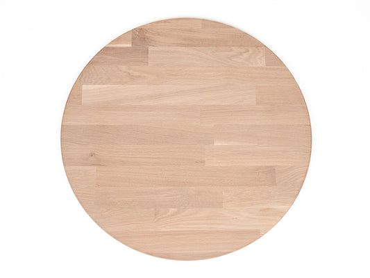 Round Tabletop Worktop Oak A/B, finger jointed lamellas, 40 mm, chalked white oil