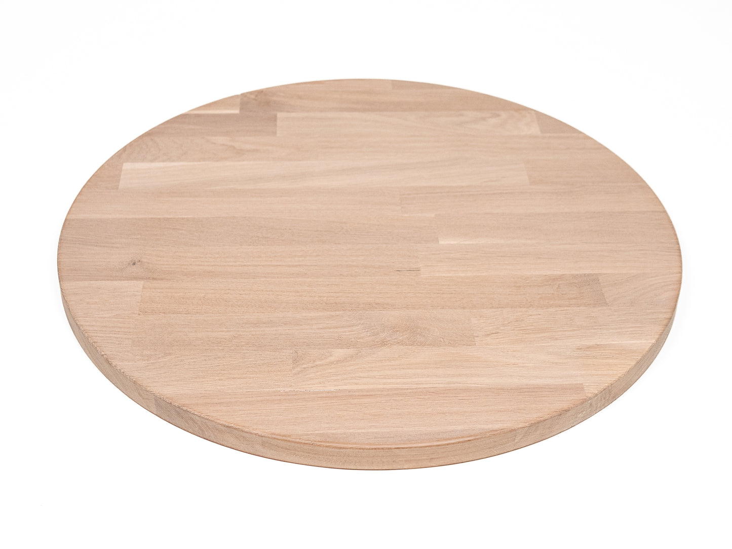 Round Tabletop Worktop Oak A/B, finger jointed lamellas, 40 mm, chalked white oil