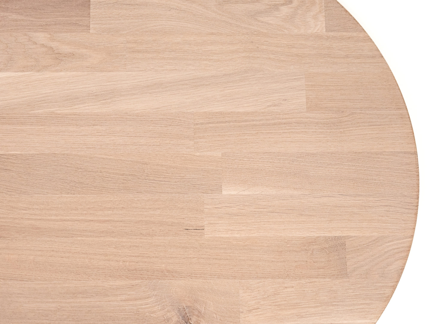 Round Tabletop Worktop Oak A/B, finger jointed lamellas, 40 mm, chalked white oil