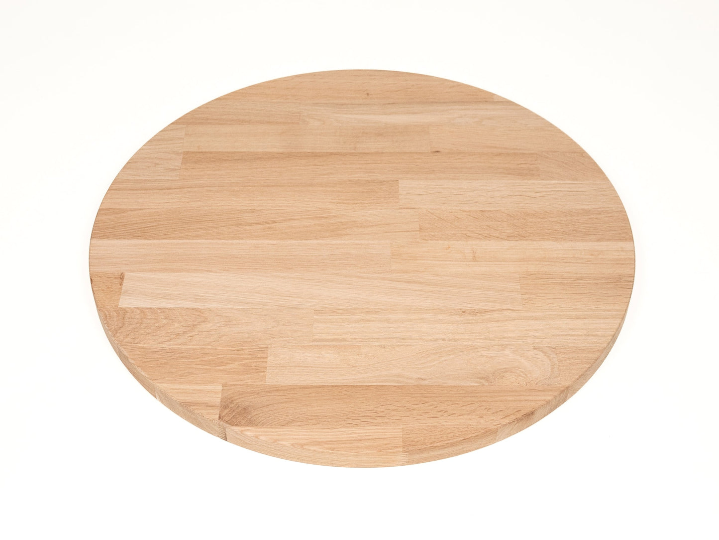 Round Tabletop Worktop Oak A/B, finger jointed lamellas, 40 mm, Hard wax oil Natural white