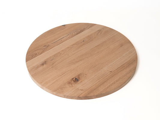 Round Tabletop Worktop Oak Rustic, full stave lamellas, 26 mm, unfinished
