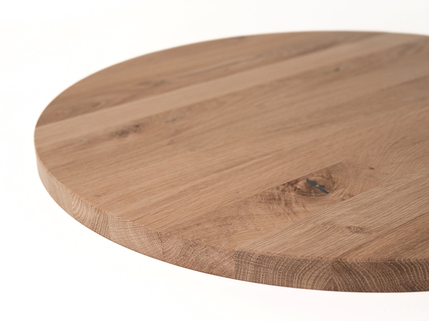 Runde Tischplatte Arbeitsplatte Eiche Rustikal, DL durchgehende Lamellen, 40 mm, unbehandelt
