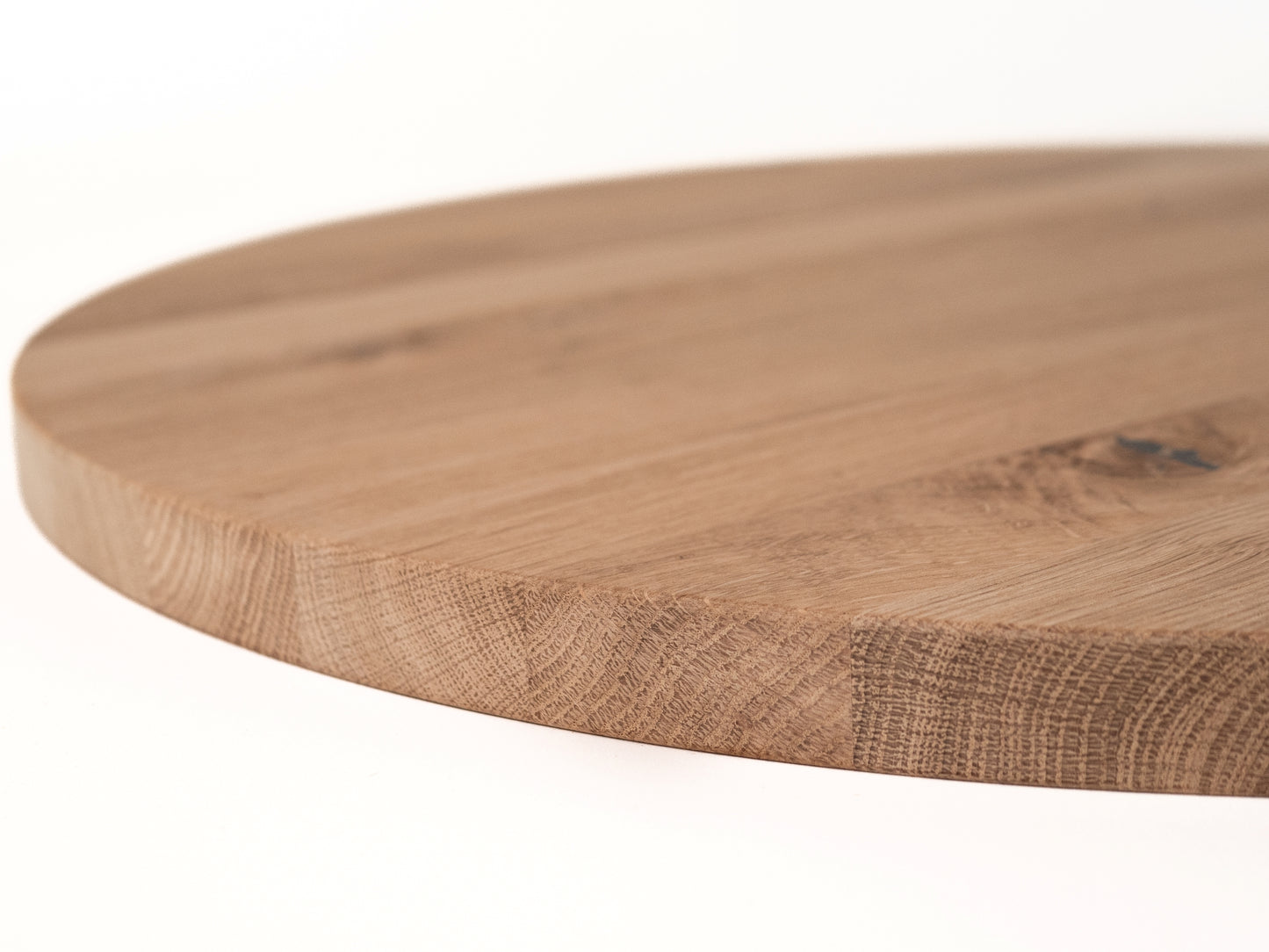 Runde Tischplatte Arbeitsplatte Eiche Rustikal, DL durchgehende Lamellen, 40 mm, unbehandelt