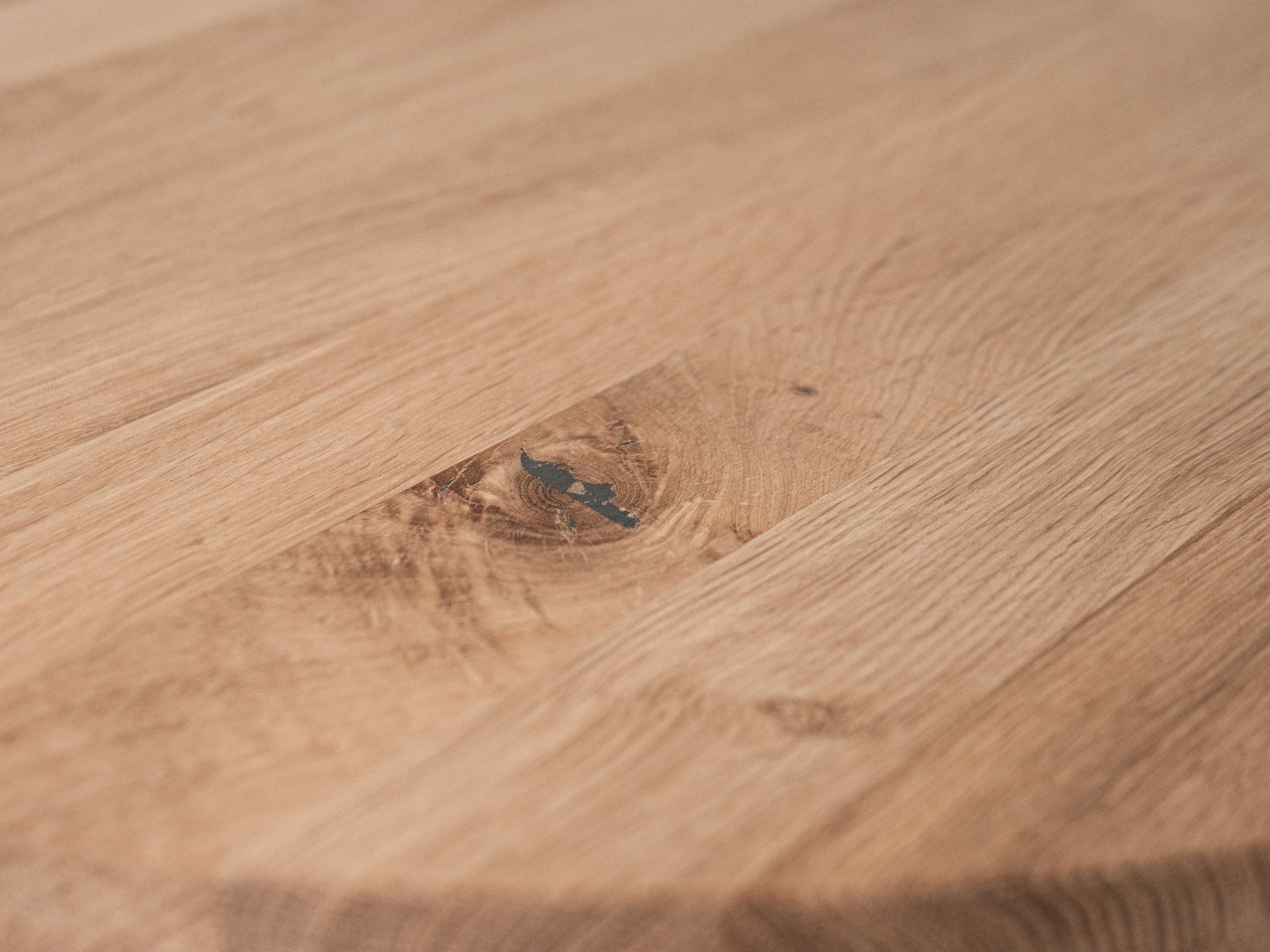 Runde Tischplatte Arbeitsplatte Eiche Rustikal, DL durchgehende Lamellen, 40 mm, unbehandelt