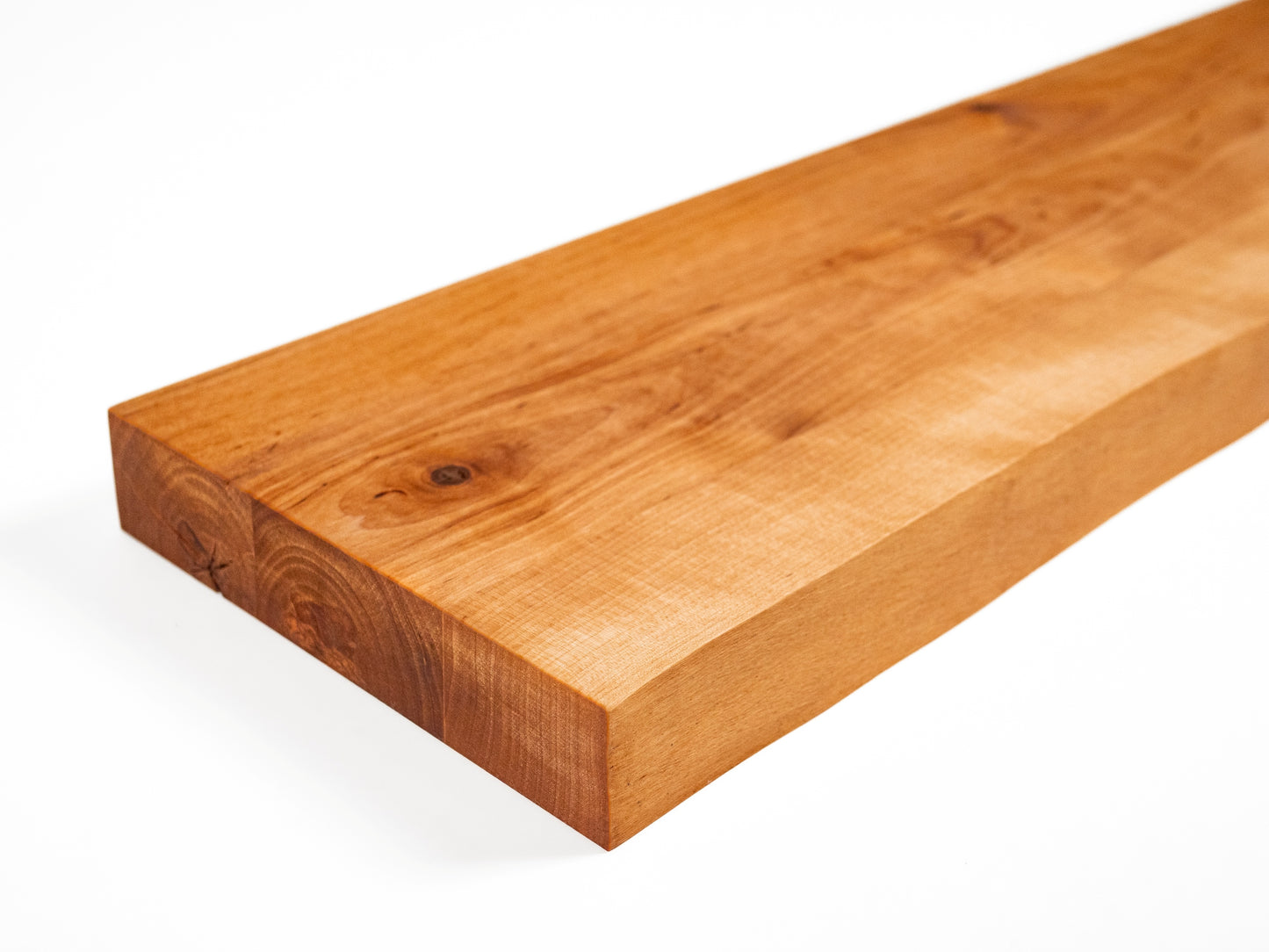 Shelf Stair tread Windowsill Birch Rustic with natural live edge, full stave lamellas, 40 mm, Natural oil