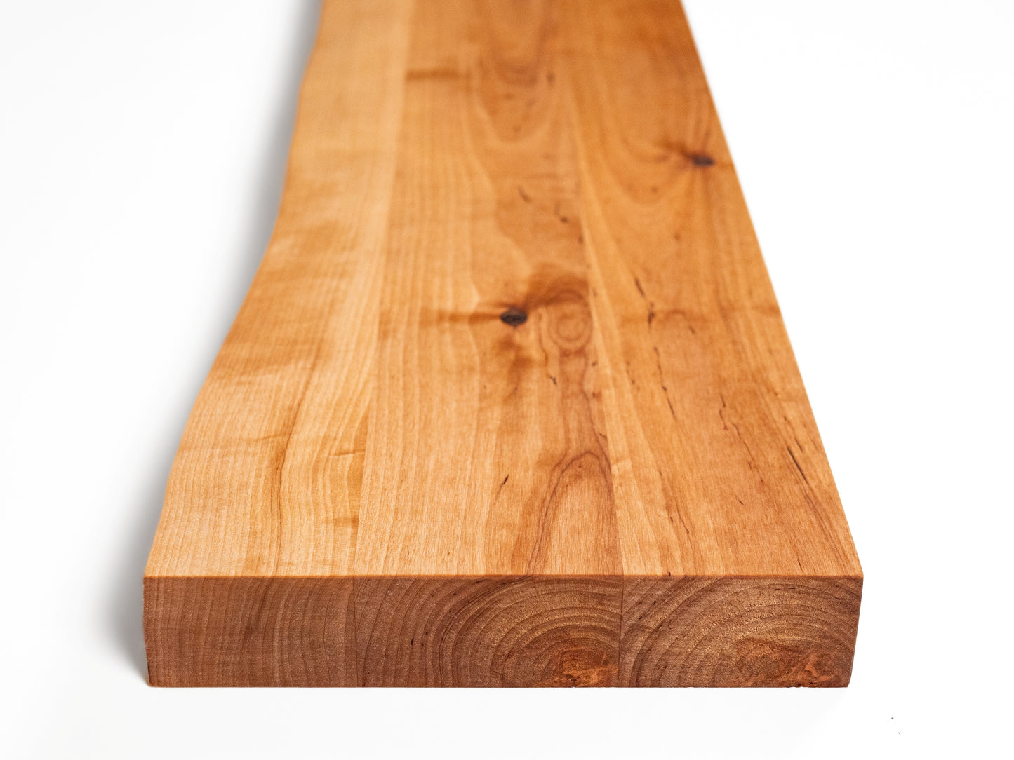 Shelf Stair tread Windowsill Birch Rustic with natural live edge, full stave lamellas, 40 mm, Natural oil