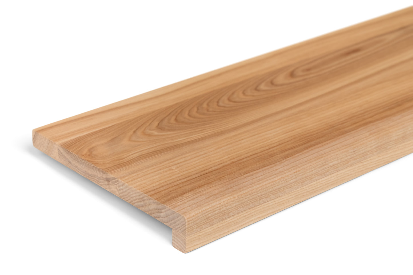 Stair tread Windowsill with overhang Ash A/B, full stave lamellas, 20 mm, Matte lacquered