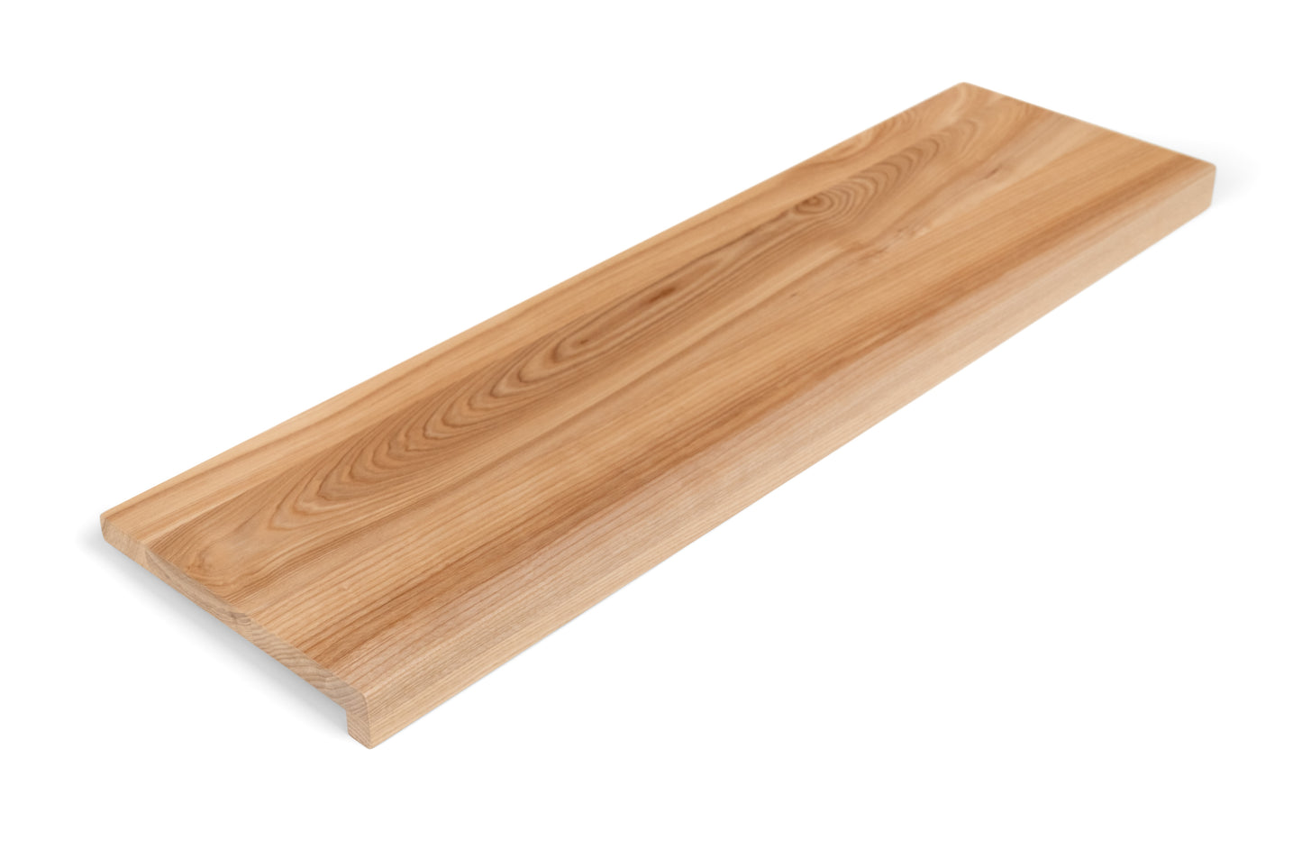 Stair tread Windowsill with overhang Ash A/B, full stave lamellas, 20 mm, Matte lacquered