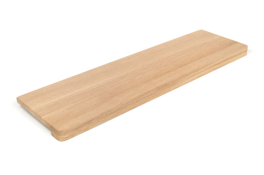 Stair tread Windowsill with wide overhang (5 cm deep) Oak A/B, full stave lamellas, 20 mm, Unfinished, with rounded corners (radius 20 mm)