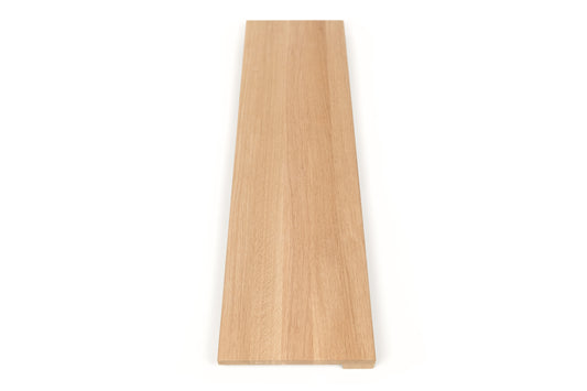 Stair tread Windowsill with wide overhang (5 cm deep) Oak A/B, full stave lamellas, 20 mm, Unfinished, with square corners