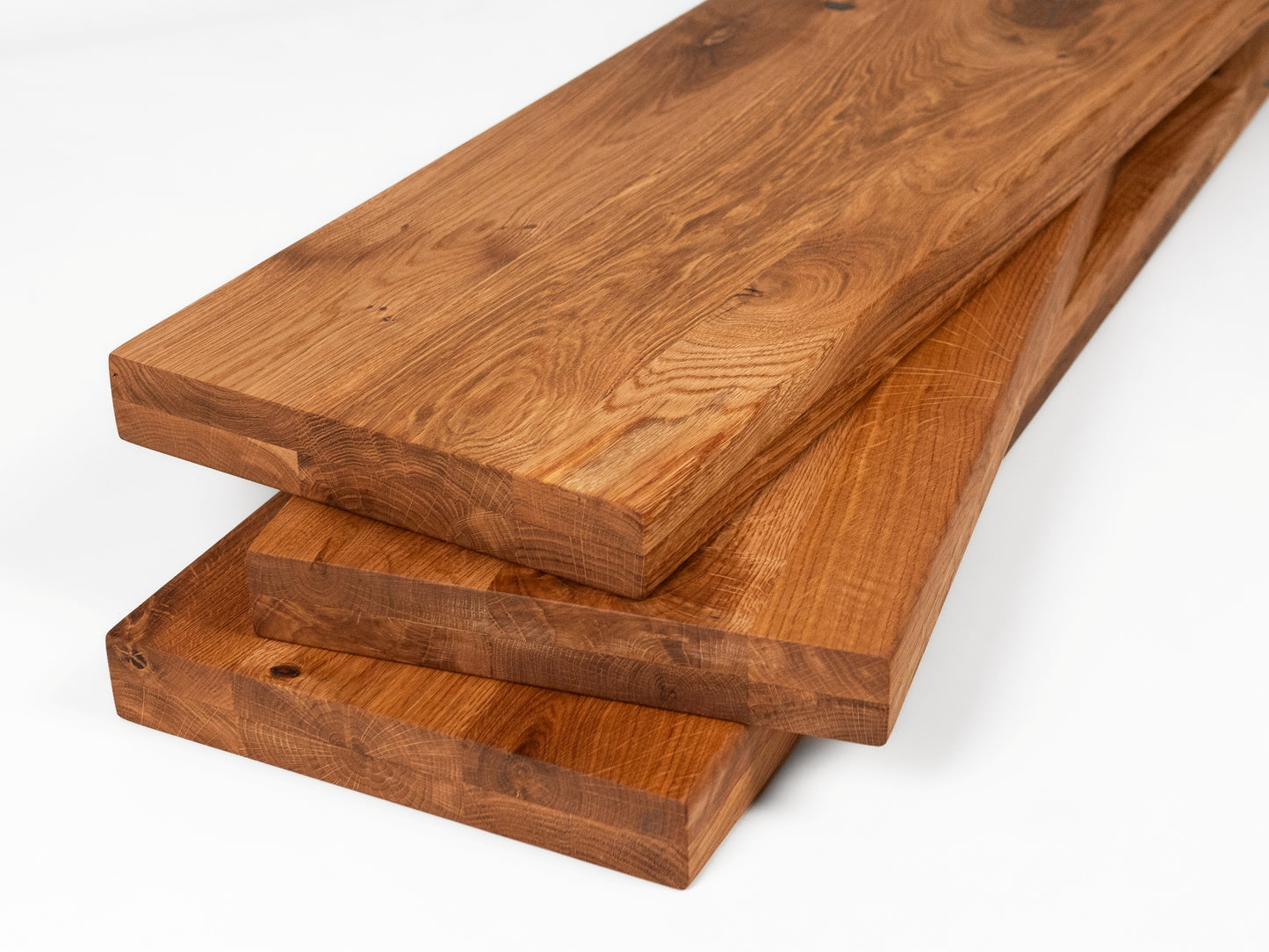 Regal Treppenstufe Setzstufe Fensterbank Eiche Rustikal, DL durchgehende Lamellen, 35 mm, 2-lagig, Naturöl