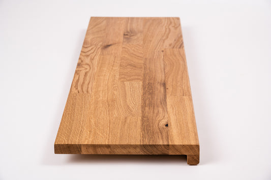Stair tread Windowsill with overhang Oak Rustic, finger jointed lamellas, 20 mm, Hard wax oil Natural (colourless)